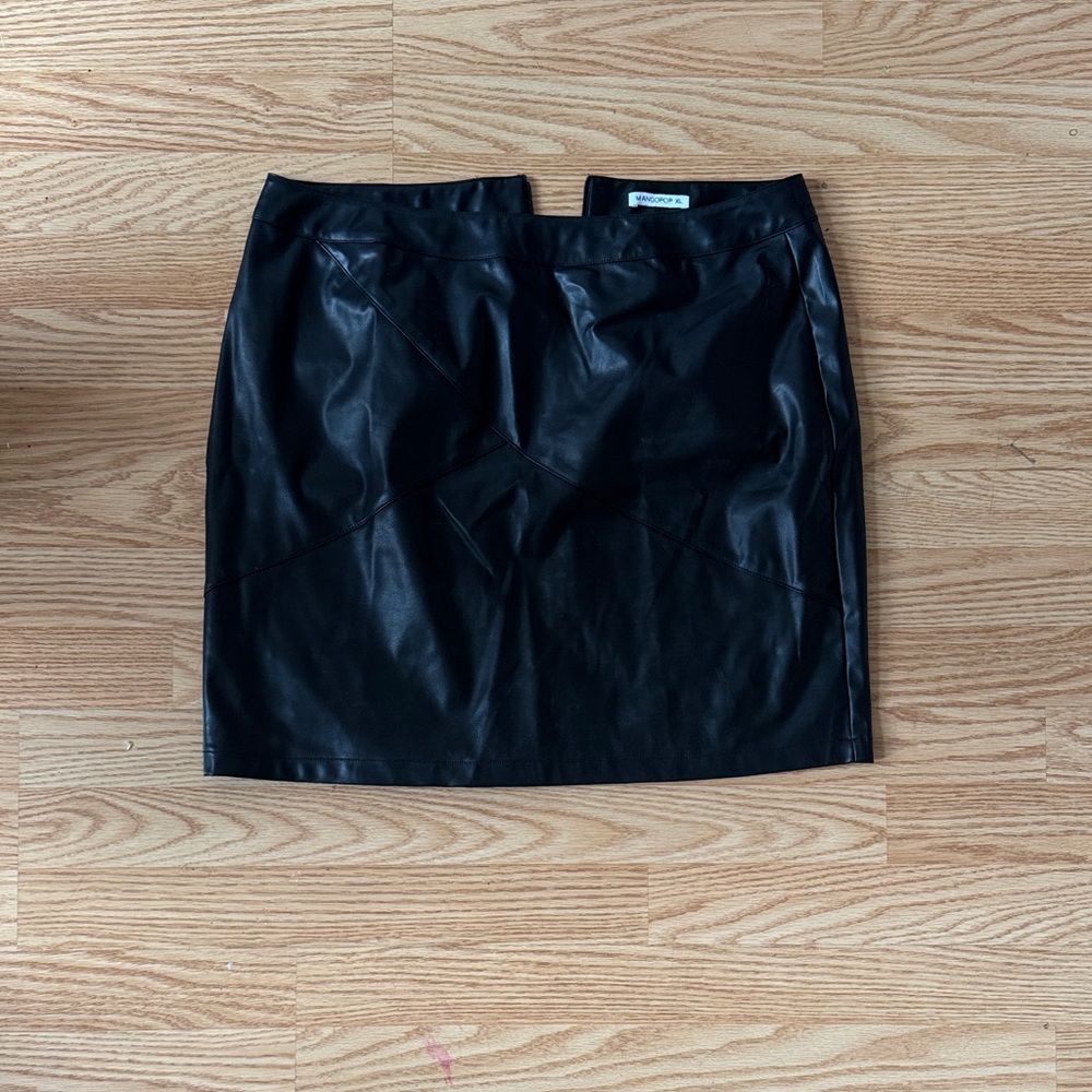 Mango Black Faux Leather Pencil Skirt
